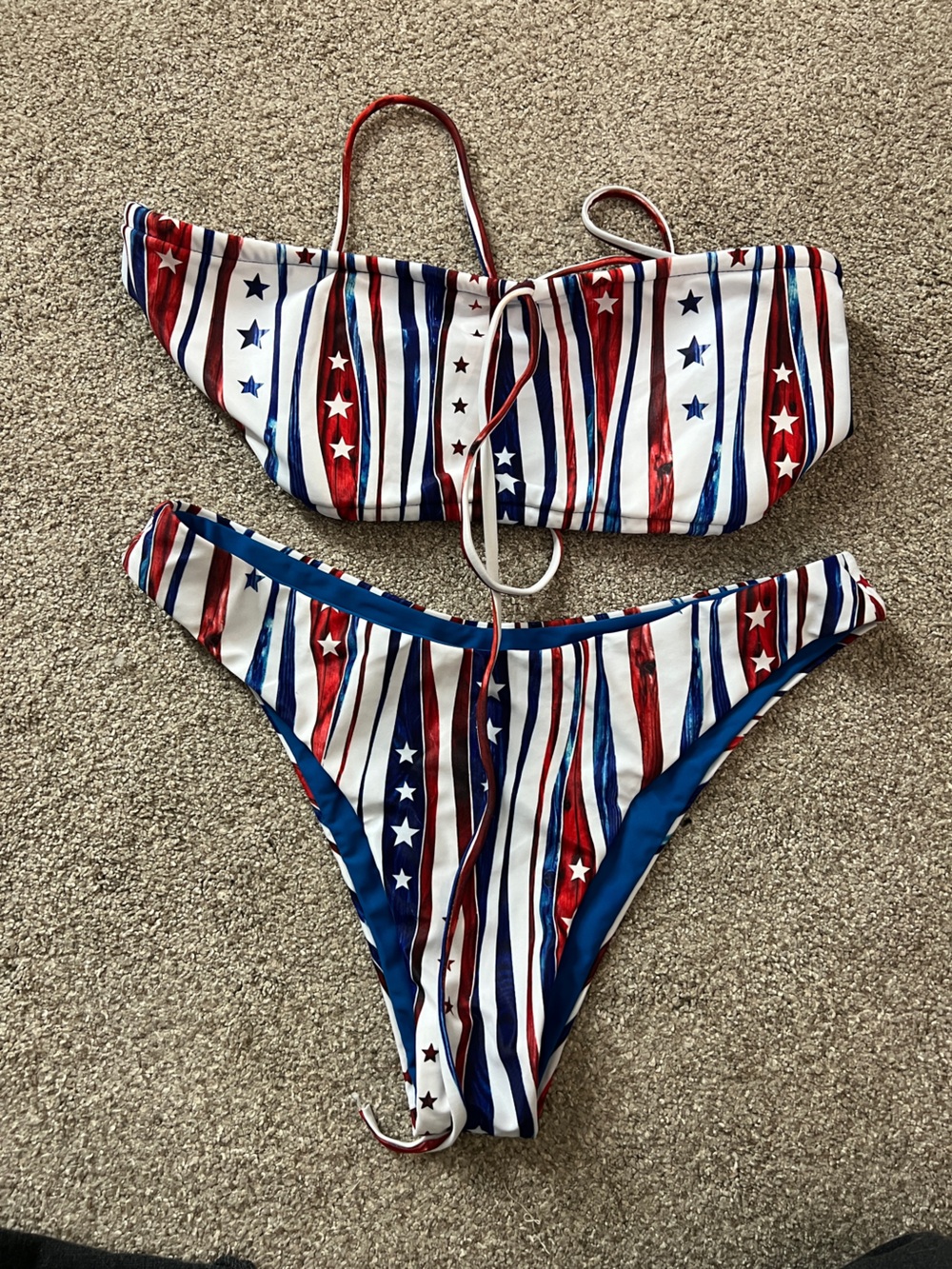 Zaful Red White and Blue Star Stripe Bikini. Never Worn